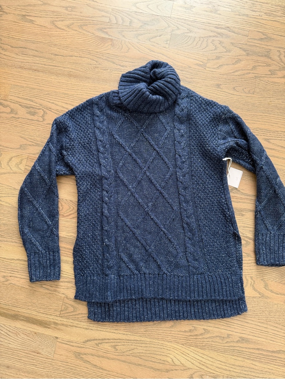 LC Lauren Conrad Navy Cable-Knit Turtleneck Sweater